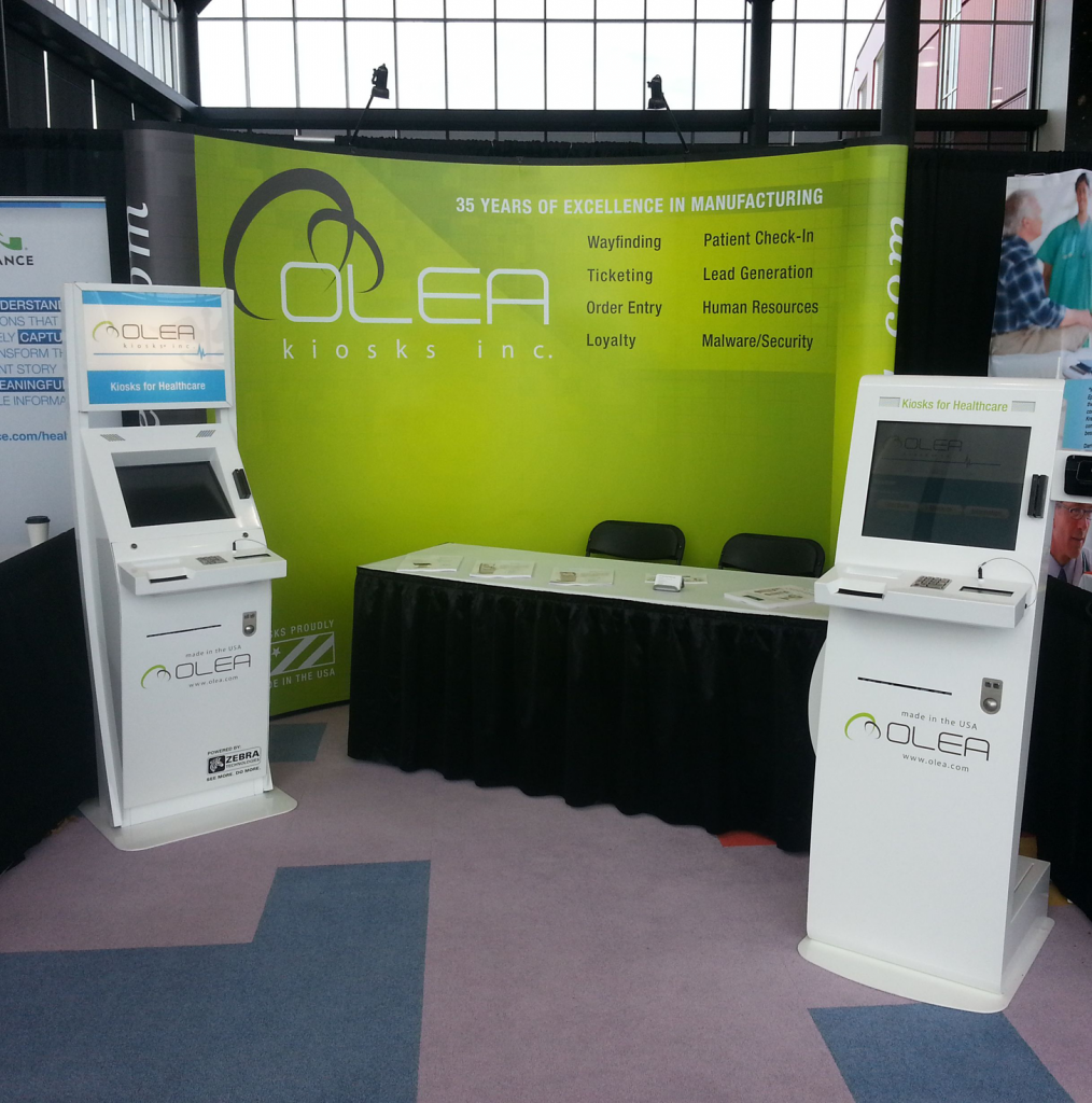Olea Kiosks Epic UGM Show Booth Olea at an exhibition