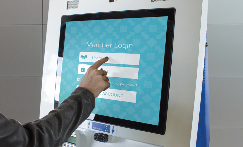 Touch screen kiosk login screen