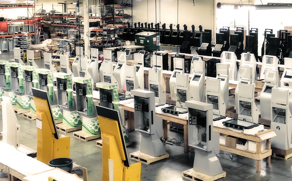 Olea Kiosks Factory Assembly Line for American Made Kiosks