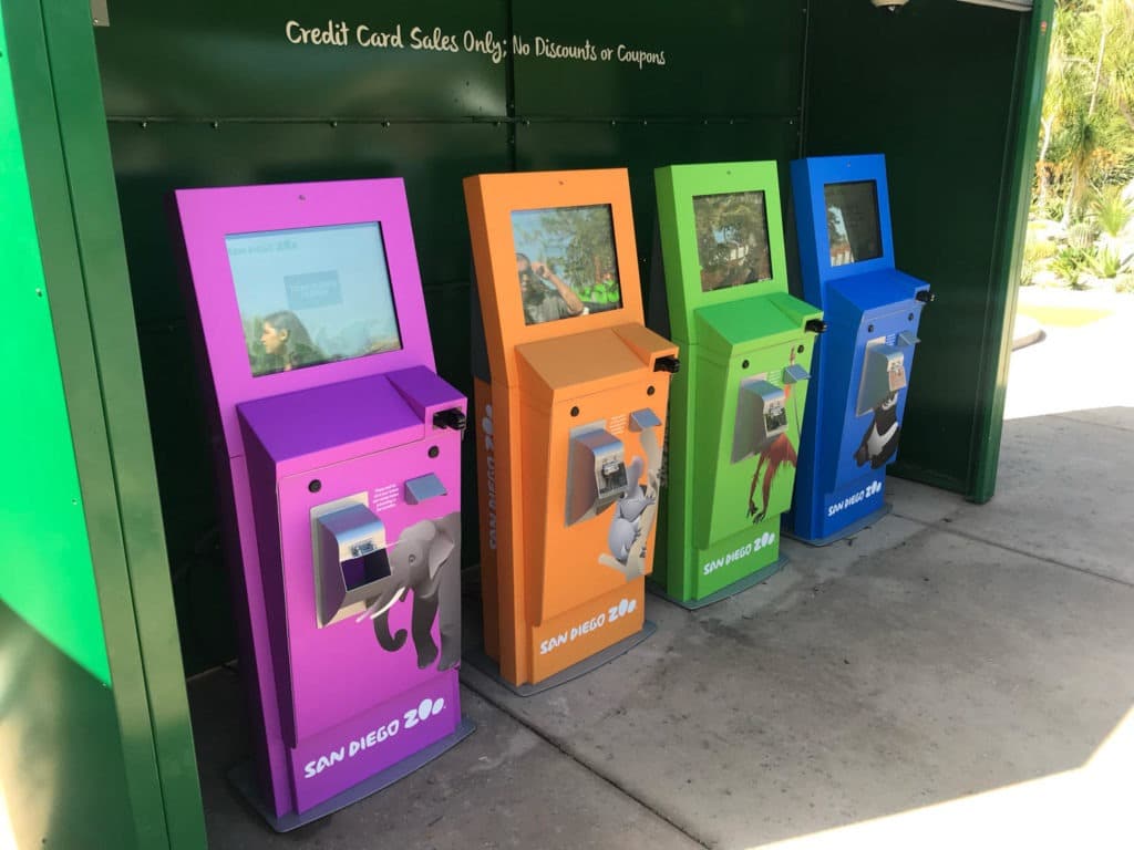Multi-colored Outdoor Ticket Kiosks