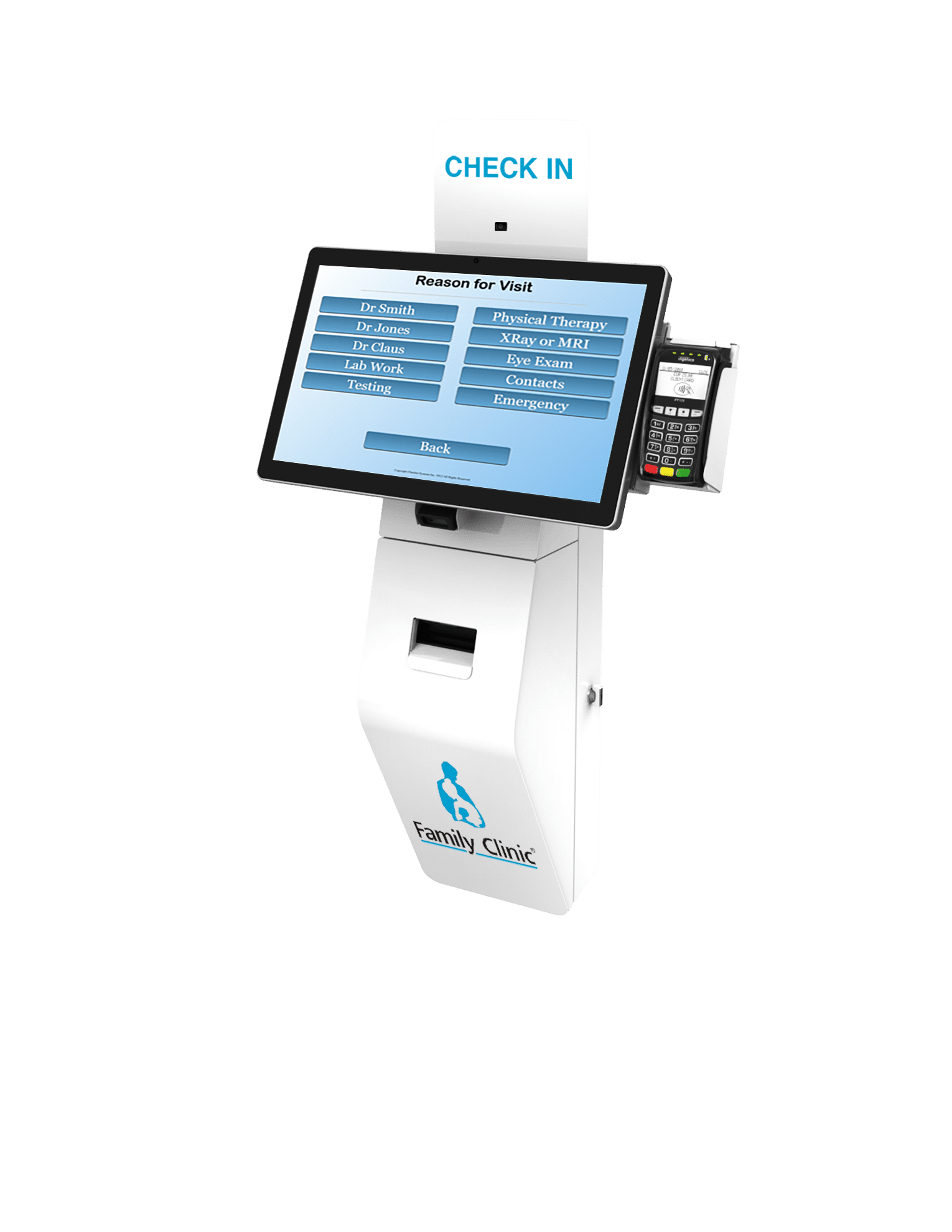 Austin wall mounted kiosk for medical and healthcare organizations