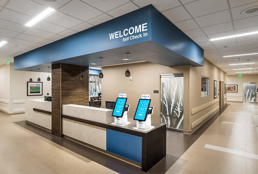 Tabletop kiosk placement for patient check-in