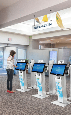 Self check-in kiosk placement
