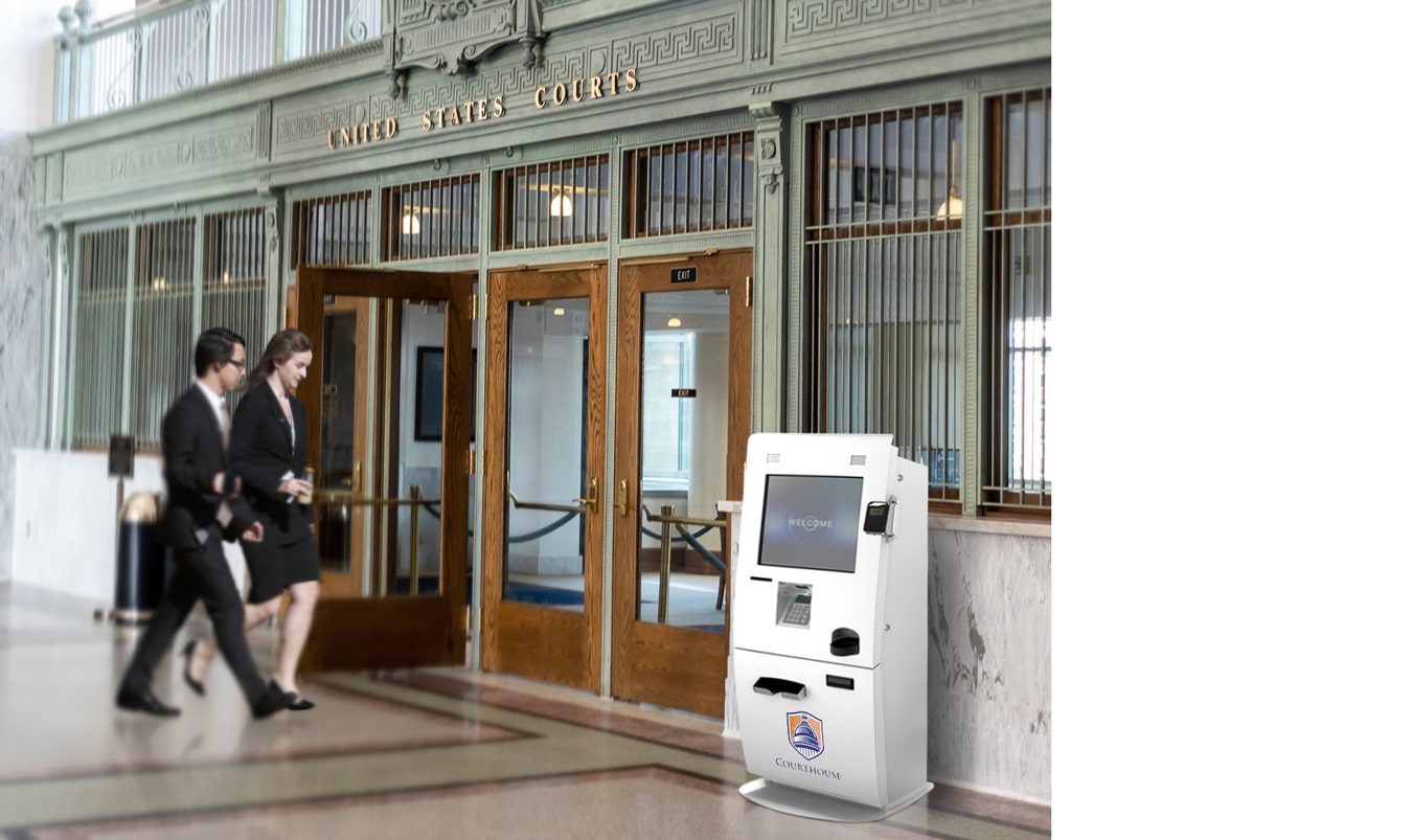 A Financial Kiosk in front of United States Courts